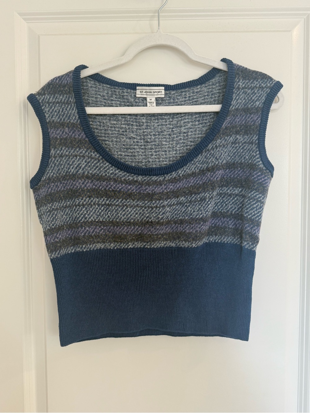 St. John Blue Knit Wool Blend Sweater Tank